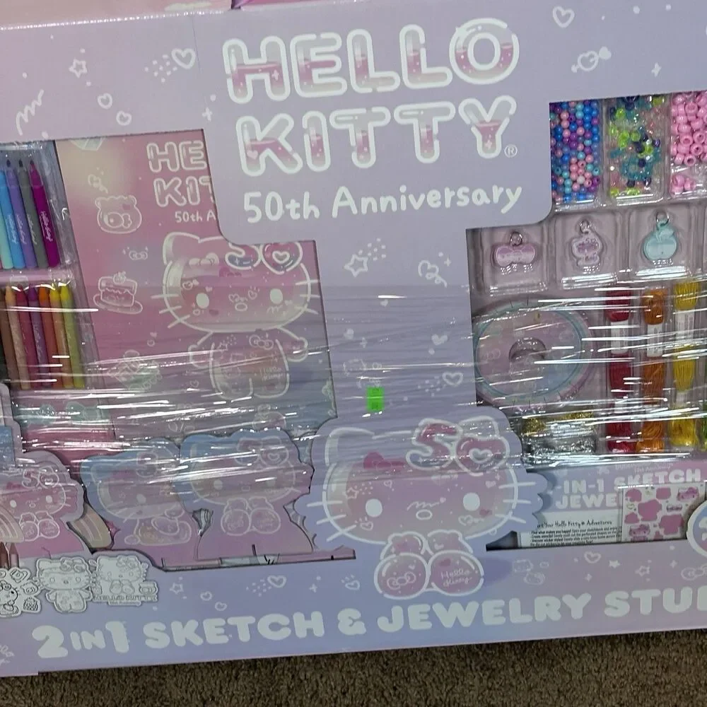 Hello Kitty 50th Anniversary 2 In 1 Sketch & Jewelry Studio Kit Sanrio Craft set